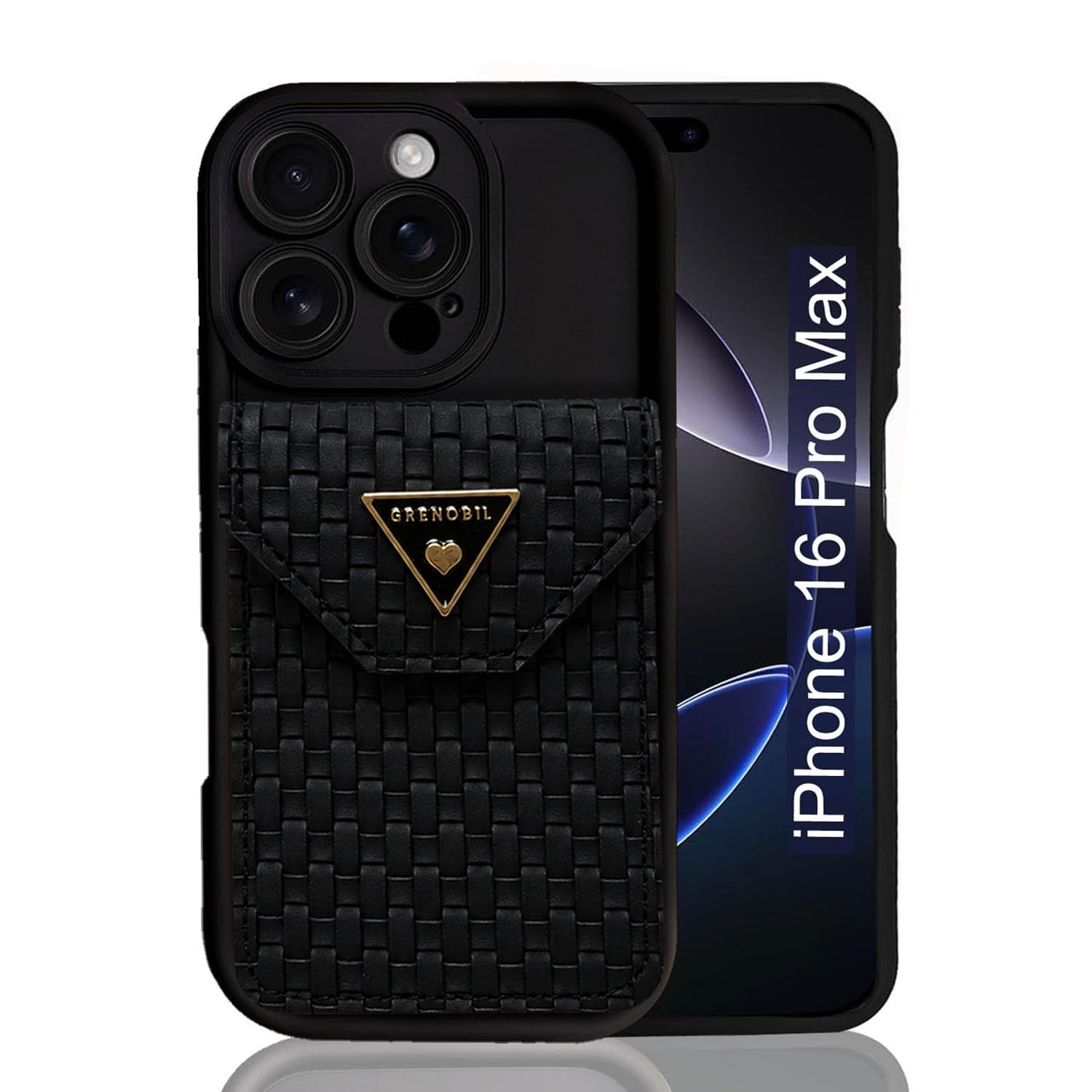 KC Back Cover for iPhone 16 Pro Max - Bricks Texture Wallet Phone